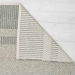Olive Striped Border Area Rug