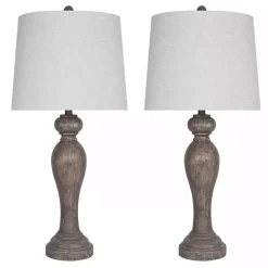 Opal Gray Rustic Wood Table Lamps, Set of 2