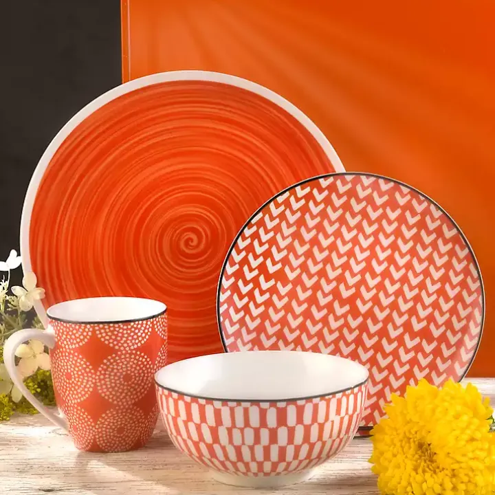 Opulent Orange Stoneware 16-pc. Dinnerware Set