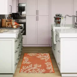 Orange Coral Indoor/Outdoor Rug, 2x3