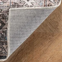 Orange Distressed Medallion Washable Area Rug, 3x5