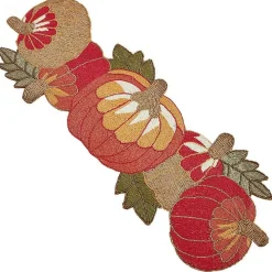 Orange Glass Beaded Pumpkins Table Runner
