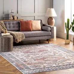 Orange Global Motif Washable Runner