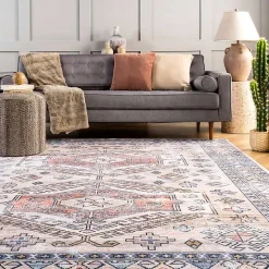 Orange Global Motif Washable Runner