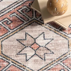 Orange Global Motif Washable Area Rug, 3x5