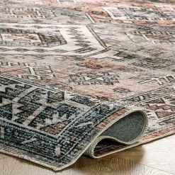 Orange Global Pattern Washable Area Rug, 4x6