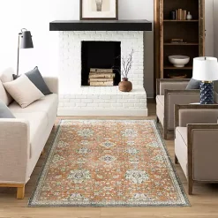 Orange Granary Floral Area Rug, 8x10
