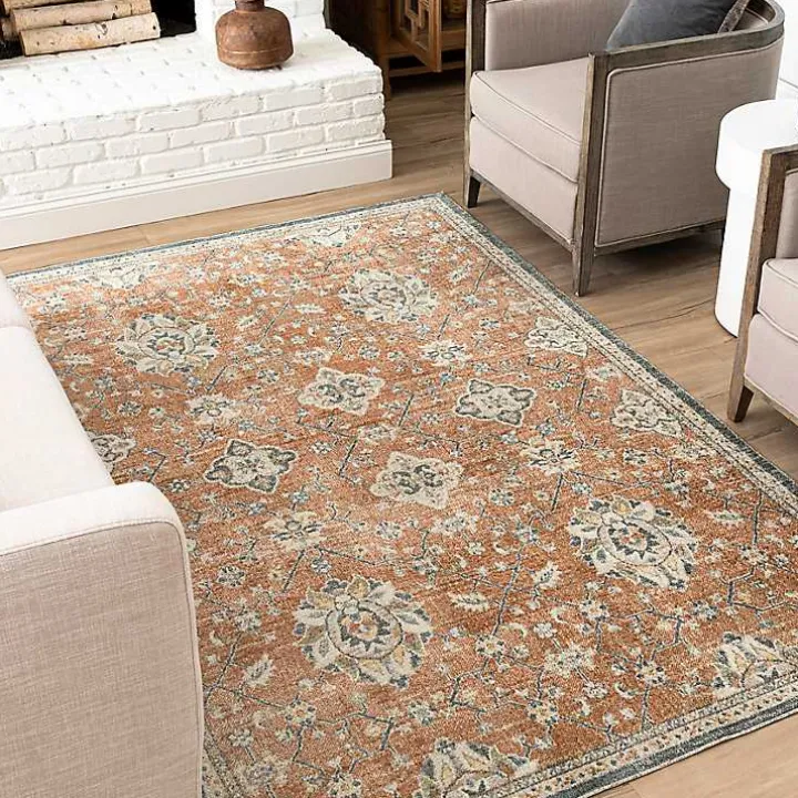 Orange Granary Floral Area Rug, 8x10