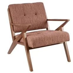 Orange Mid-Century Pecan Finish Accent Chair