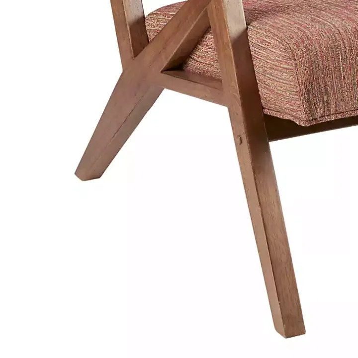 Orange Mid-Century Pecan Finish Accent Chair