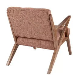 Orange Mid-Century Pecan Finish Accent Chair
