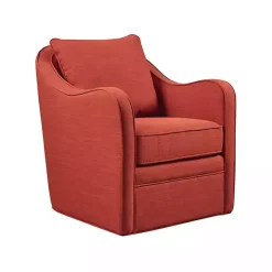 Orange Swivel Upholstered Wide Seat Accent Chair