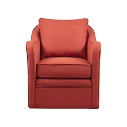 Orange Swivel Upholstered Wide Seat Accent Chair