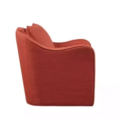 Orange Swivel Upholstered Wide Seat Accent Chair