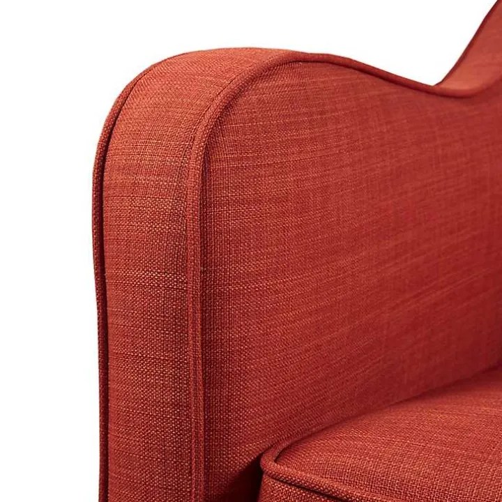 Orange Swivel Upholstered Wide Seat Accent Chair