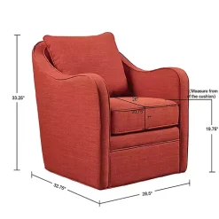 Orange Swivel Upholstered Wide Seat Accent Chair