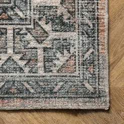 Orange Tribal Washable Area Rug, 6x9