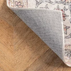 Orange Vintage Floral Washable Area Rug, 4x6
