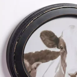 Oval Cow Selfie Framed Art
