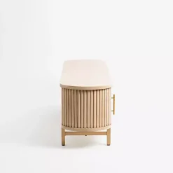 Oval Ribbed Sliding Doors Coffee Table