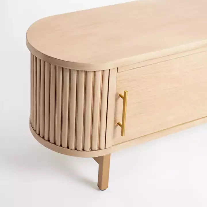 Oval Ribbed Sliding Doors Coffee Table