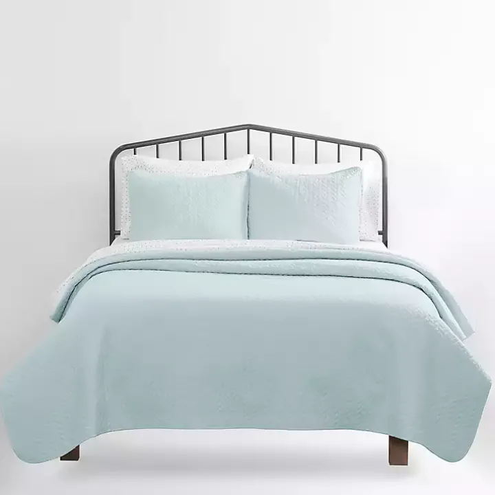 Pale Blue Herring 3-pc. Twin Quilted Coverlet Set