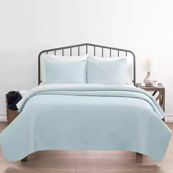 Pale Blue Herring 3-pc. Twin Quilted Coverlet Set