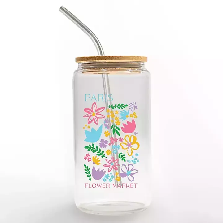 Paris Flower Market Glass Tumbler