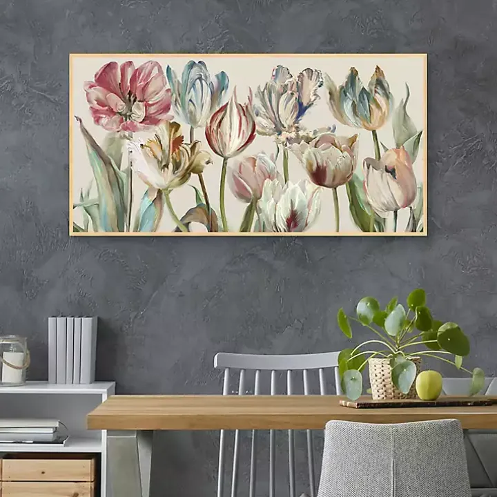 Parrot Tulips Framed Canvas Art Print