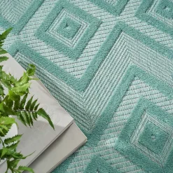 Pastel Lime Diamond Outdoor Area Rug, 6x9