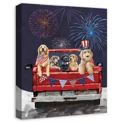 Patriotic Puppy Pickup Canvas Art Print