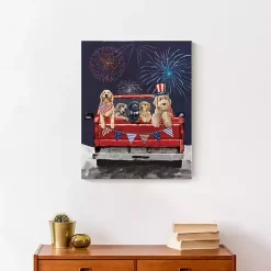 Patriotic Puppy Pickup Canvas Art Print