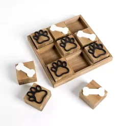 Paw Print & Dog Bone Wooden Tic-Tac-Toe Set