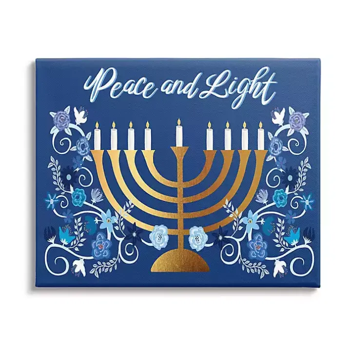 Peace and Light Menorah Canvas Art Print