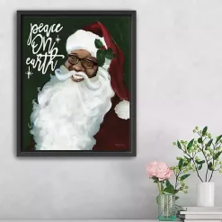 Peace on Earth Santa Framed Canvas Art Print