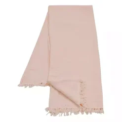 Peach Crinkled Cotton Fringe Throw