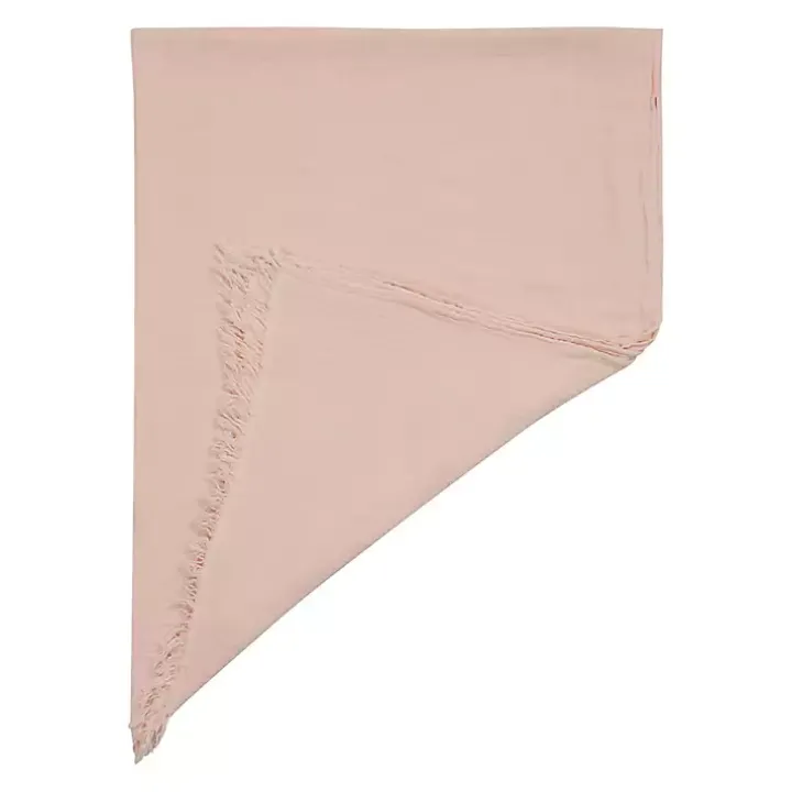 Peach Crinkled Cotton Fringe Throw