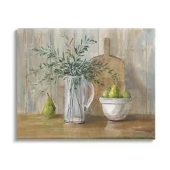 Pears and Greenery Still Life Canvas Art Print