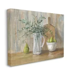 Pears and Greenery Still Life Canvas Art Print