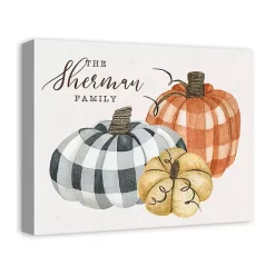 Personalized Buffalo Check Pumpkins Canvas Print
