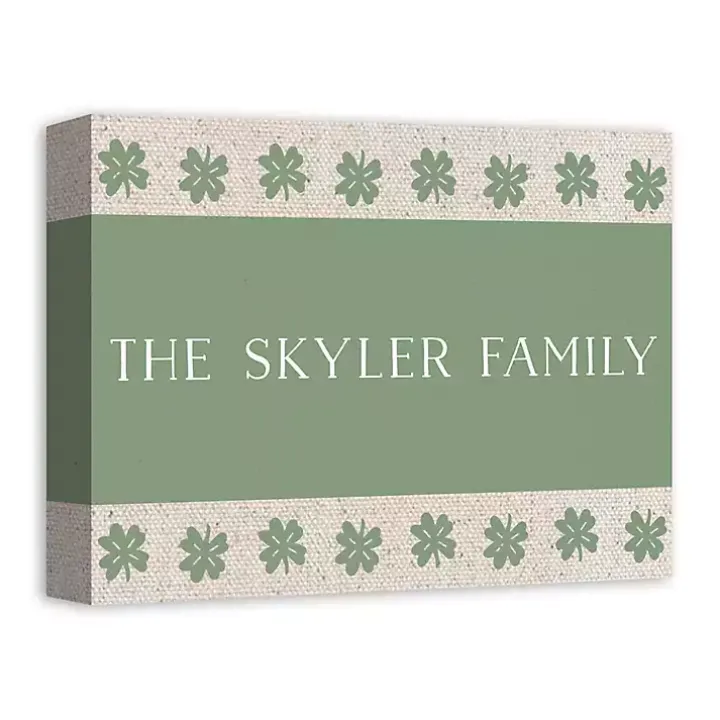 Personalized Clover Stripe Irish Canvas Print