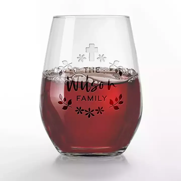 Personalized Easter Cross Wine Glasses, Set of 2