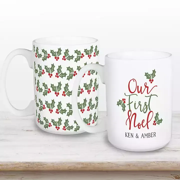 Personalized First Noel Christmas Mugs, Set of 2