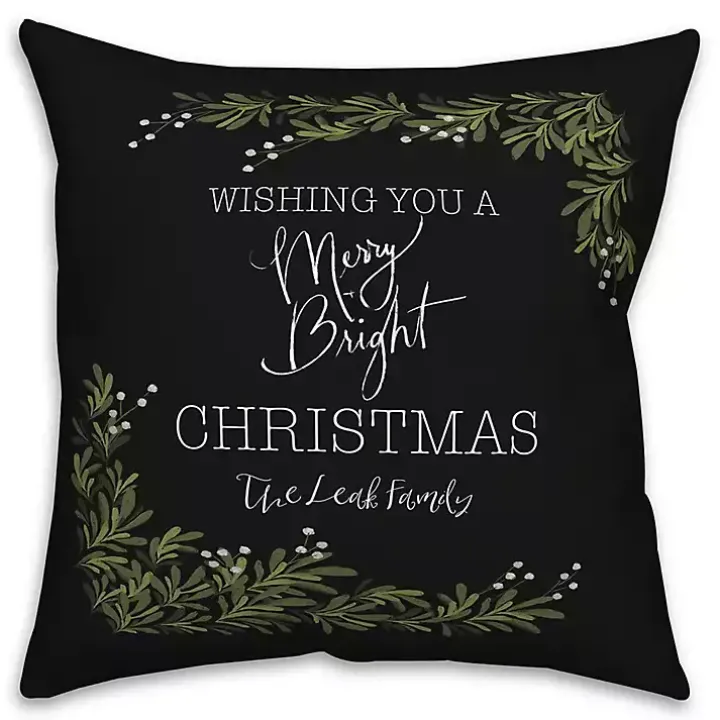 Personalized Merry and Bright Christmas Pillow