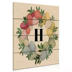 Personalized Monogram Egg Wreath Wood Wall Plaque
