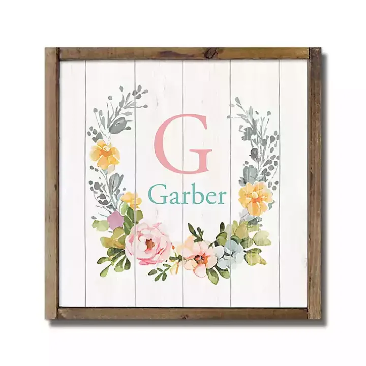 Personalized Monogram Floral Wood Wall Plaque