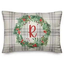 Personalized Monogram Holly Wreath Pillow