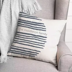 Personalized Navy Stripes Outdoor Pillow