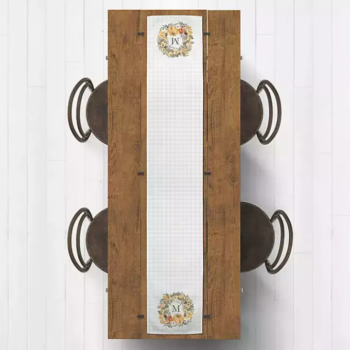 Personalized Wreath Monogram Table Runner, 72 in.
