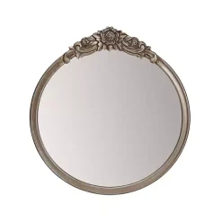 Pewter Wood Carved Rosettes Wall Mirror